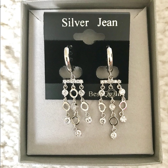 Silver earring W Rhinestone - Picture 2 of 4